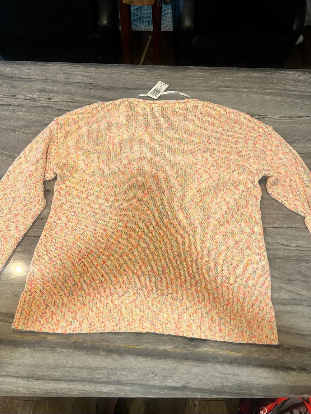 Torrid Multicolor Speckled Crewneck Sweater with Turquoise Flamingo size 1X - Picture 5 of 5